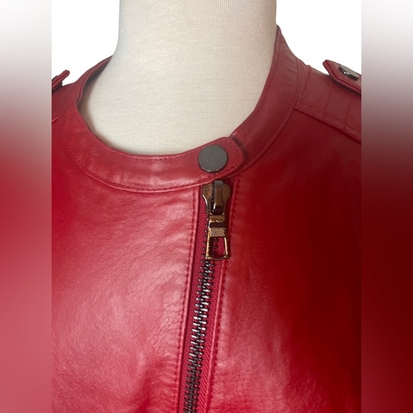 Twiggy London Red Leather Jacket - Picture 9 of 12